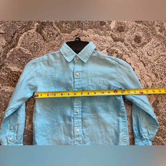 Janie and Jack Shirt Youth Boys Size 5 Blue 100% Linen Button Up Picture Beach - Picture 4 of 8